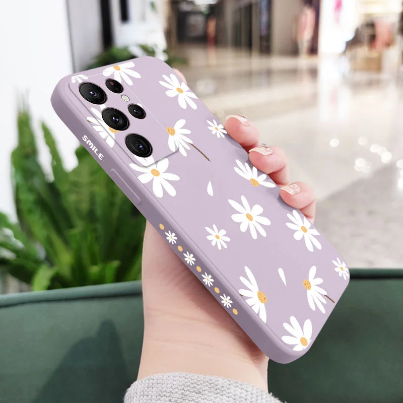 Plain Daisies Phone Case For Samsung Galaxy S24 S23 S22 S21 S20 Ultra Plus FE S10 S9 S10E Note 20 Ultra 10 9 Plus Cover