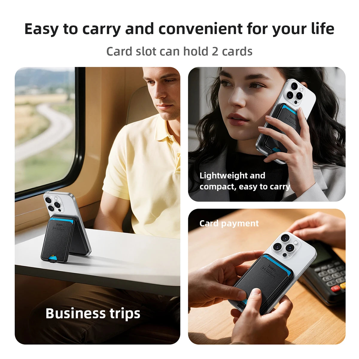 HOCO E91I Magnetic ID Card Holder with Smart Anti-Lost Device Phone Stand Rechargeable Locator Trackers for IOS Find My Network