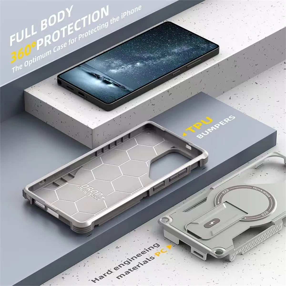 Holder Magnetic Phone Case for Samsung Galaxy S25 FE S26 Ultra S24 Plus A07 A17 A36 A16 A56 Wireless Charging Shockproof Cover