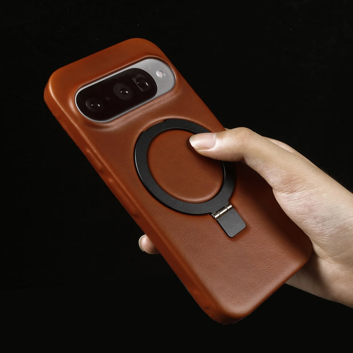 Luxury Magnetic Bracket Holder Genuine Leather Case For Google Pixel 10 Pro XL Pixel10 8A 9Pro 7A 6A 5A Full Wrapped Back Cover