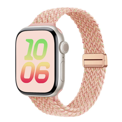 Braided Loop for Apple Watch 38 40 41 42 44 45 46 49mm for Woman Magnetic Nylon Elastic Replacement for Iwatch Series10 9 8 7 6