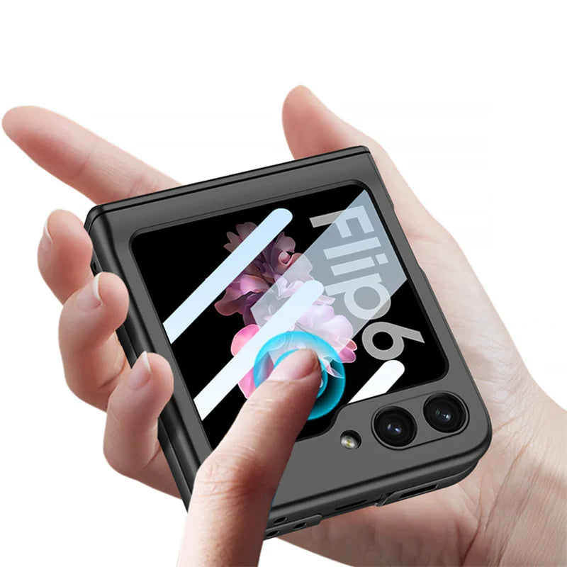 Magnetic Hinge Protection Hard PC Phone Cover for Samsung Galaxy Z Flip 8 7 6 5 4 5G Case Shockproof with Small Screen Protector