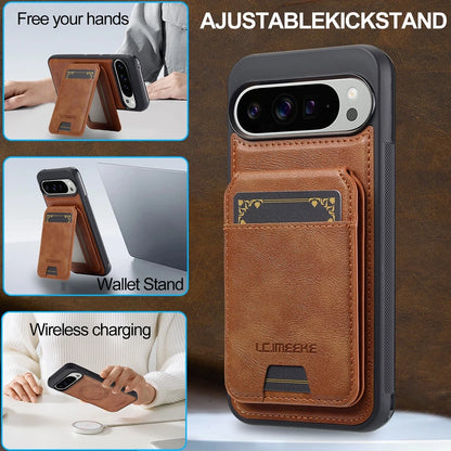 2 in 1 Leather Case for Google Pixel 10 10Pro 10A 9 9Pro 9A 8 8Pro 8A 7 7A Pro XL ProXL Cards Bag Wireless Charging Phone Cover