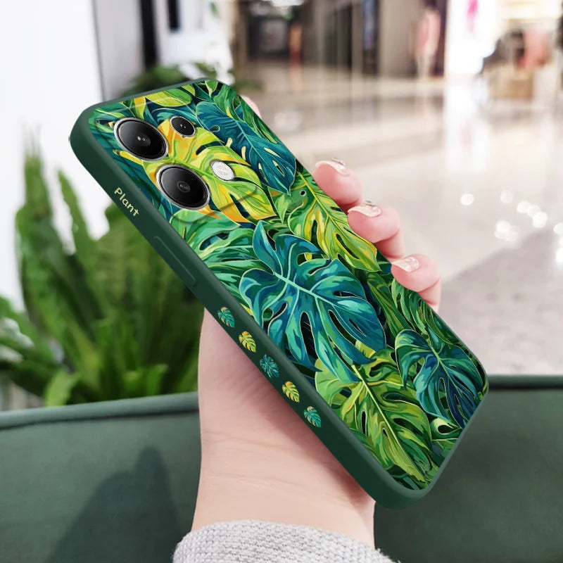 Monstera Deliciosa Phone Case For Xiaomi Redmi Note 14 13 12 12S 11 11S 10 10S 9 9S Pro Plus 4G 5G Liquid Silicone Cover