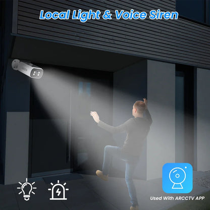 2.5K Solar Camera 4MP Outdoor Wifi Surveillance Camera Home Security Protection Built-in Battery PIR Detect Color Night Vision