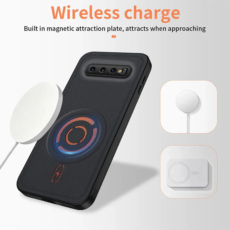 ShockProof Fabric Magnetic Case For Samsung Galaxy S10 Plus S10E S10Plus 4G 5G Wireless Charging Back Cover Coque