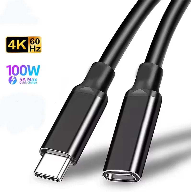 USB3.2 Extension Cable Type C 20Gbps Extender Cord USB3.2 Gen2*2 USB C Male to Female Data Cable for PC Laptop MacBook