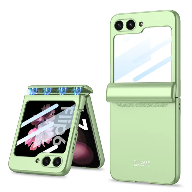 Magnetic Hinge Protection Hard PC Phone Cover for Samsung Galaxy Z Flip 8 7 6 5 4 5G Case Shockproof with Small Screen Protector
