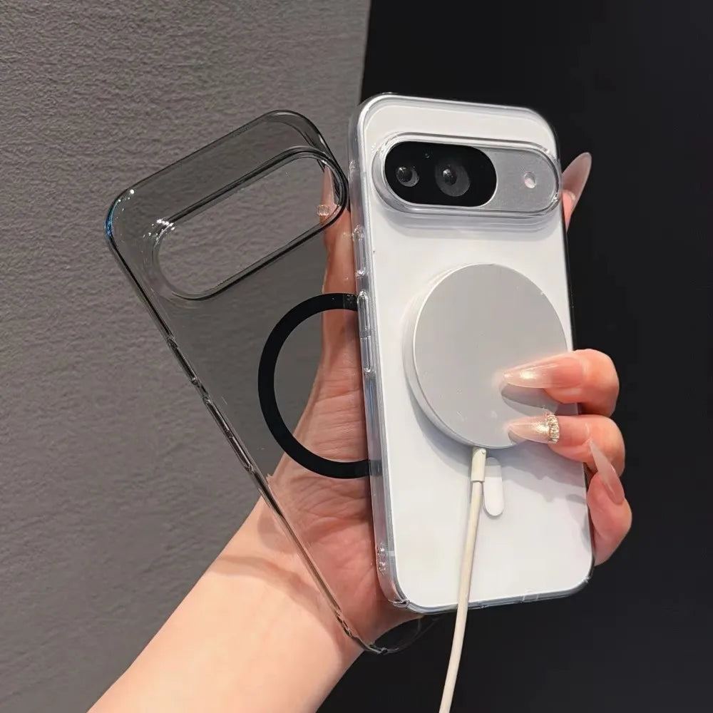 Luxury Clear Hard Magnetic Case For Google Pixel 11 10 9 10A 9A Pro Pro XL For Magsafe Wireless Charge Shockproof  Bumper Cover