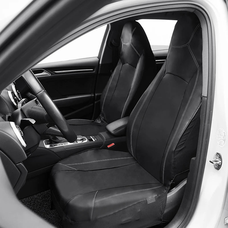 AUTO PLUS Universal High Back Bucket Leather Car Seat Covers Premium Waterproof Leather Full Set  Airbag Compatible