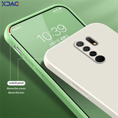 Original Square Liquid Silicone Case for Xiaomi Redmi 9 9A 9i 9T Power Camera Protective Cute Phone Back Cover Redmi9 T Fundas