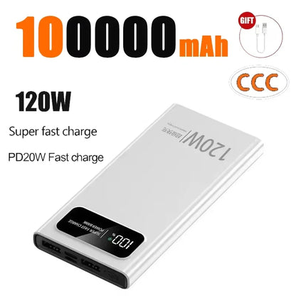 Lenovo CCC 500000mAh 120W Power Bank For Xiaomi Large Capacity Super Fast Charging Battery Digital Display Power Bank For iPhone