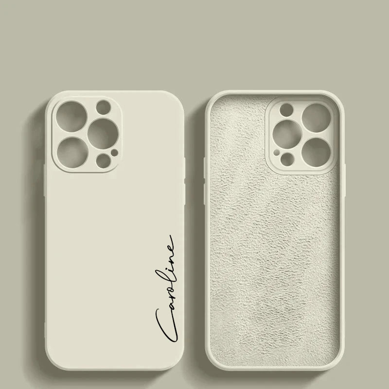 Customized Personalized Name Luxury Initials Soft Liquid Silicone DIY Case For Iphone 18 17 16 15 14 13 12 11 Pro Max Plus Cover