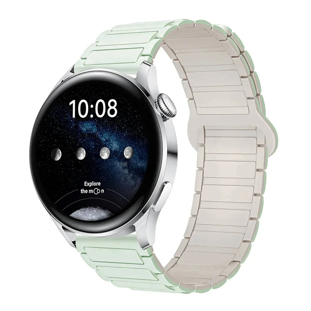 18mm 20mm 22mm Magnetic Loop Band for Samsung Galaxy Watch 7/6/5 Pro/4/Classic Silicone Link Bracelet Huawei GT 2-2e 3-4 Strap