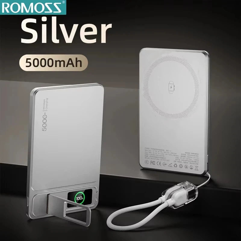 ROMOSS 500000mAh Magnetic Power Bank PD15W Wireless Fast Charging External Battery for Magsafe Powerbank for iPhone 17/16/15/14