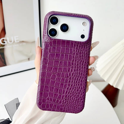 Advanced Solid Color Glossy Crocodile Skin Pattern Shockproof Protective Phone Cover Case for iPhone 17 16 15 14 Pro Max 17Air