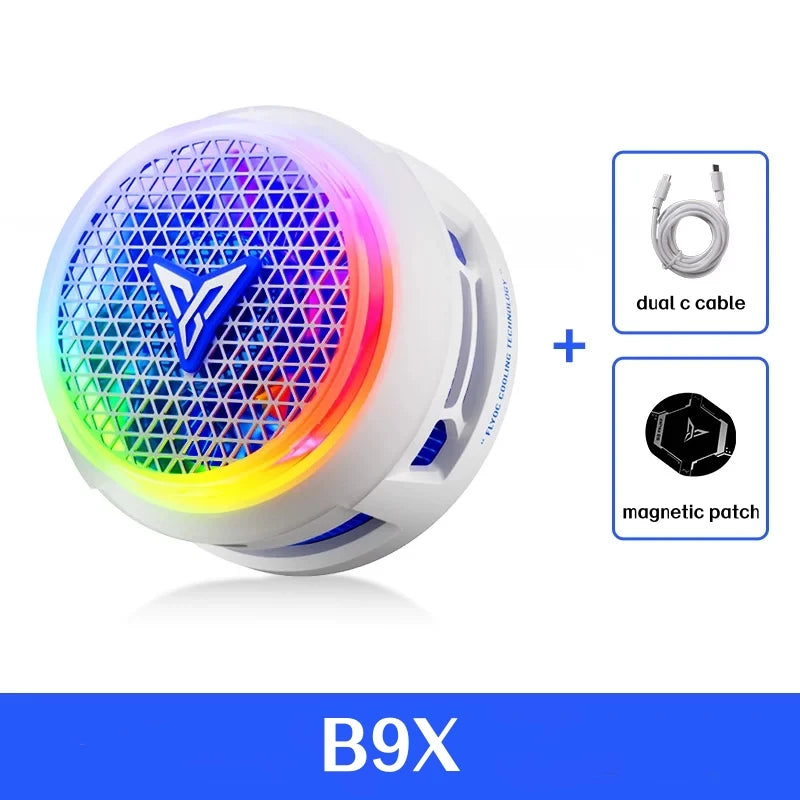 Flydigi B9X Cellphone Cooler Frequency Conversion Super Heat Dissipation Magnetic Radiator RGB Light For iPhone iPad Android