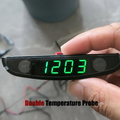 White Red Blue Green 12-24V Moon Type Thermometer Voltmeter Clock LED Display Car Dashboard Clock Dual Temperature Sensor