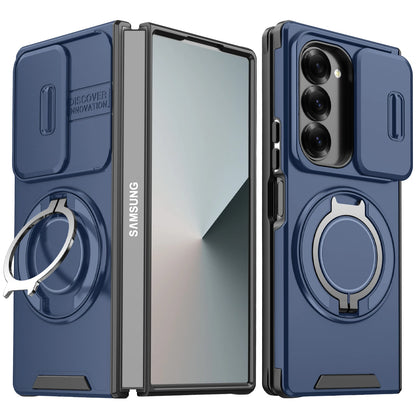 For Samsung Z Fold6 Case Galaxy Z Fold7 Cover Fold 6 7 Magnetic Ring Armor Slide Camera Lens Case Magsafe Wireless Charge Cover