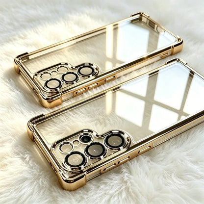 Luxury Plating Clear Phone Case for Samsung Galaxy S26 S25 S24 Ultra S 26 25 Plus S26Ultra Armor Bumper Shockproof Cases Cover