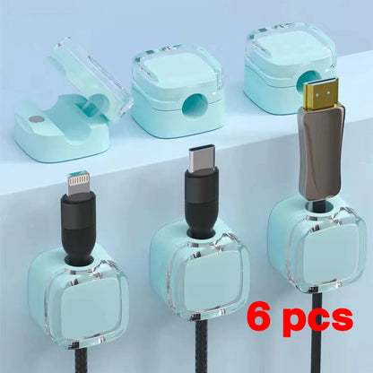 1/3/6PCS Magnetic Cable Organizer Cables Clips Adjustable Cord Holder Under Desk Cable Management Wire Keeper Organizer Holder