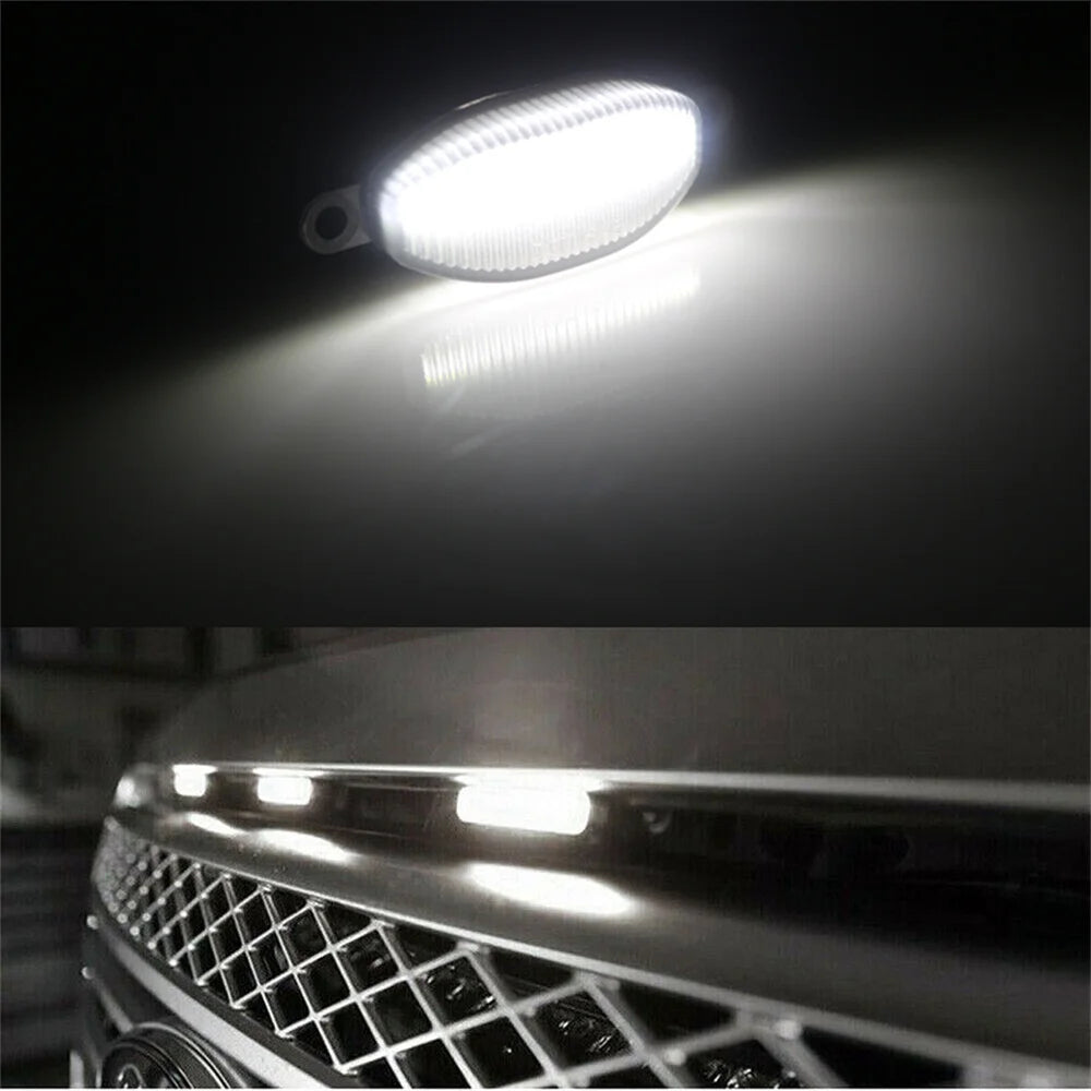 Universal Smoked Lens Amber / White LED Car Front Grille Clearance Marker Light Assemblies W/ Wiring Harness Kit For Truck SUV