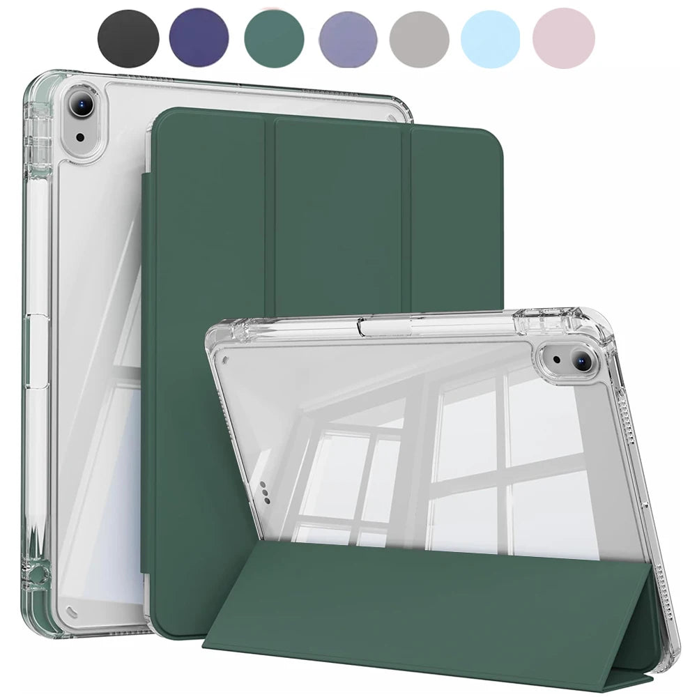 Crystal Clear Case For iPad 5 6 7 8 9 10 11 Air 11 13 inch /Mini 6th 7th gen /Pro 11 12.9 (3rd/4th/5th/6th gen) with pen holder