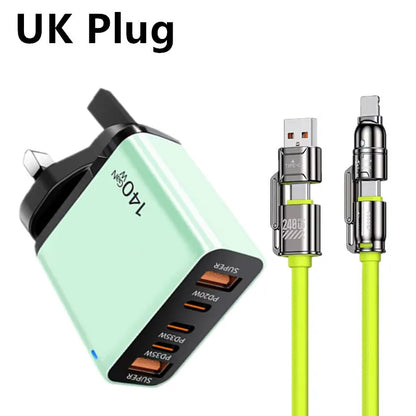 GaN 140W USB C Charger PD Fast Charging Travel Charger For iPhone Samsung Xiaomi Huawei OPPO Mobile Phone Adapter EU US UK Plug