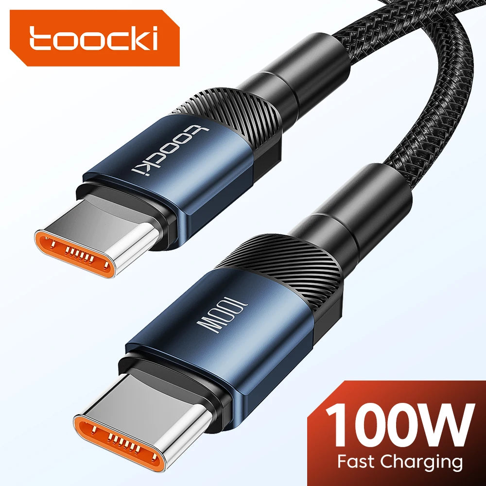 Toocki 100W/60W USB Type C To Type C Cable Fast Charging For Samsung Xiaomi Huawei Macbook Switch USB C To C Cable Data Wire