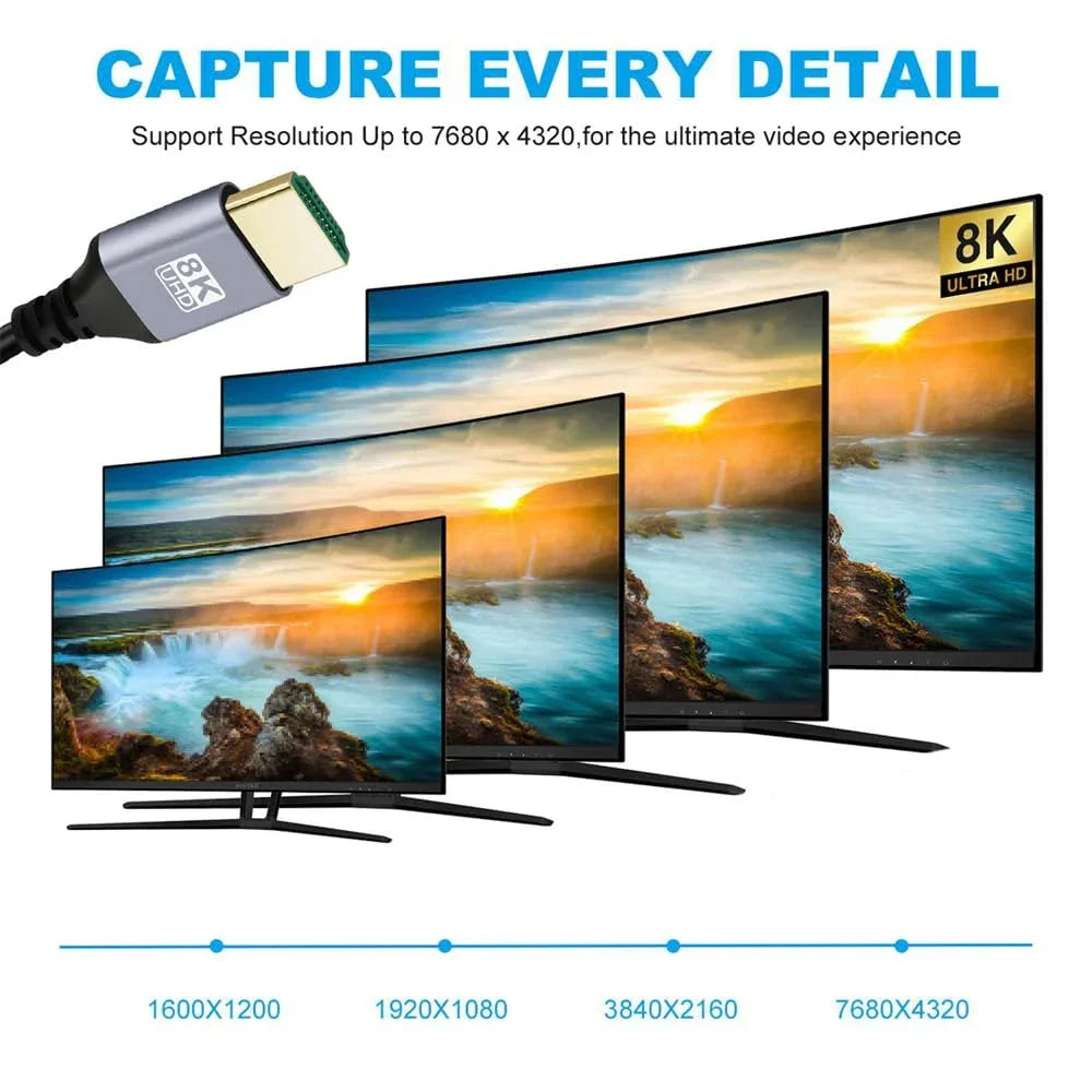 Mini/Micro HDMI-Compatible 8K UHD Cable 90 Degree Up/Down/Left/Right Angle HD Port Thin Cord for Laptop Camera Tablet Camcorder
