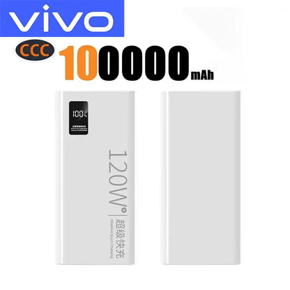 VIVO 500000mAh Power Bank 120W Super Fast Charging Powerbank LED Digital Display Portable External Battery For Iphone Samsung