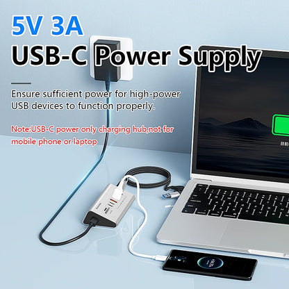 Blueendless Aluminium USB3.2 Gen2 10Gbps HUB with TF/SD Card Reader USB-C/USB A Hub 5-In-1 8 in 1 for PC Computer Laptop macbook
