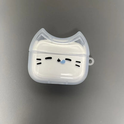 Cute Sleepy Cat Earphone Case Anti-Fall Earbuds Cover with Keyring Dustproof Shockproof Headphone Protective Case