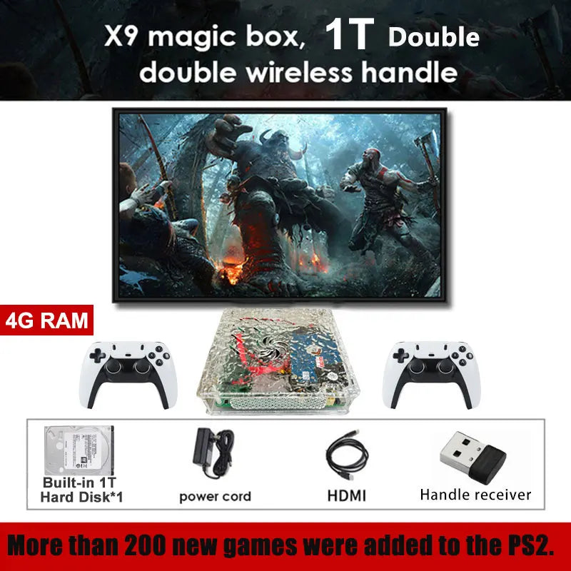 LZAKMR X9 Retro Game Console 1TB 70,000+ Games | 60+ Emulators | 4K HD Output | For WII PSP PS2 XBOX Plug & Play Home Game Box