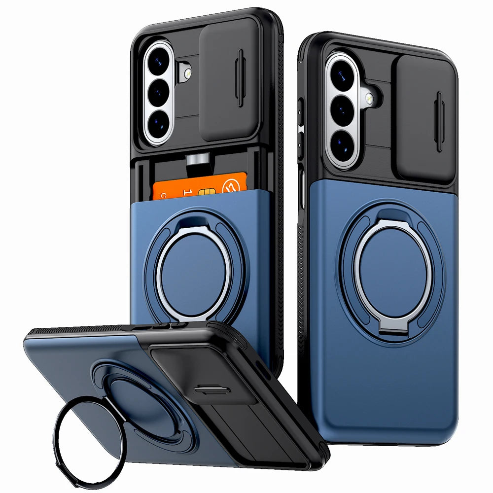 Shockproof Armor Case For Samsung Galaxy A57 A37 A17 A27 A56 A36 A26 A16 A55 A15 5G 4G S26 S25 S24 FE Plus Card Slot Stand Cover
