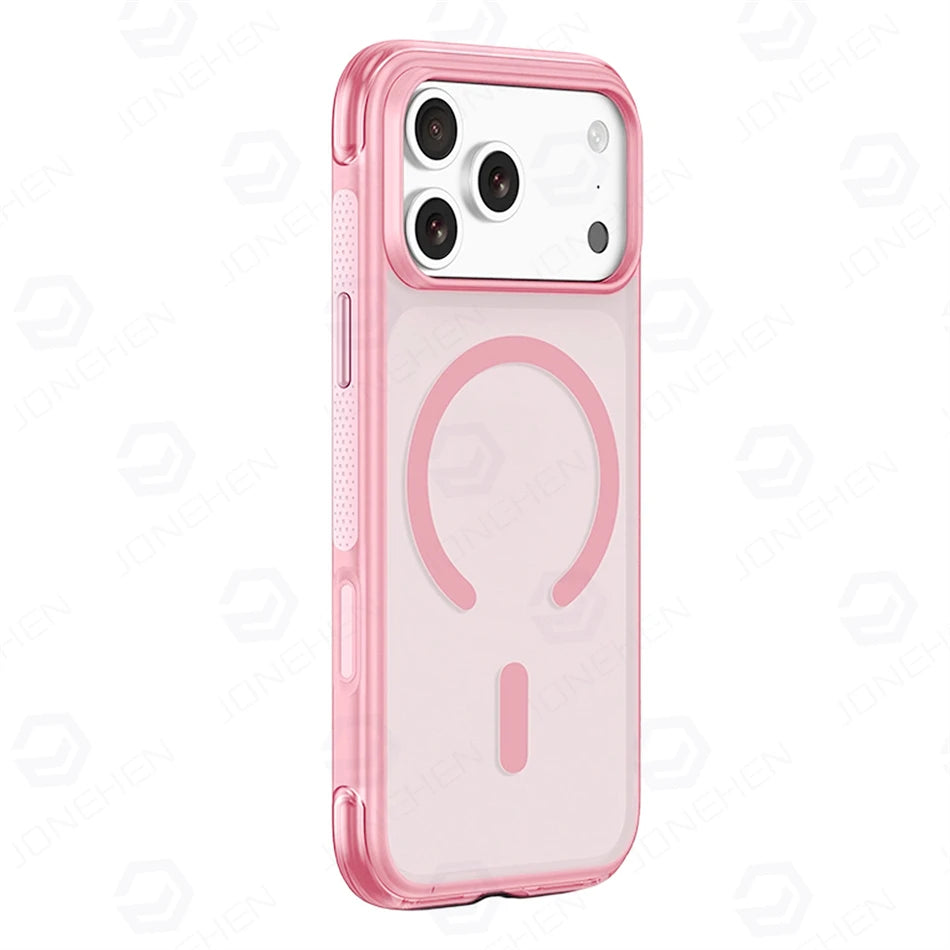 For Magsafe Anti-knock Airbag Matte Translucent Case For iPhone 16 17 18 Pro Max Rotate Magnetic Bracket Shockproof Armor Cover