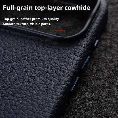 Melkco First layer Cowhide Leather Phone Case for iPhone 17 Air 17 Pro Max Magnetic Wireless Charging Cover w/ Upgrade AI Button