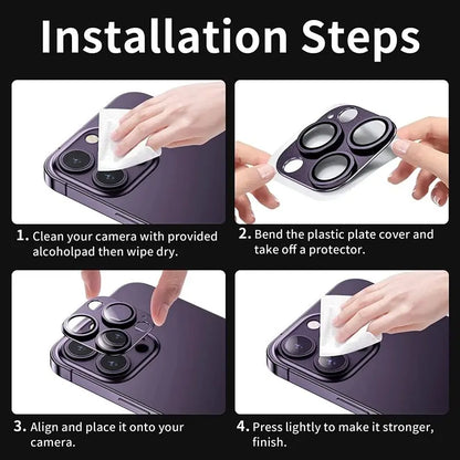 Tempered Glass Metal Camera Lens Protector for Apple iPhone 14 15 16 17 Pro Max Easy Install Camera Lens Protector Case