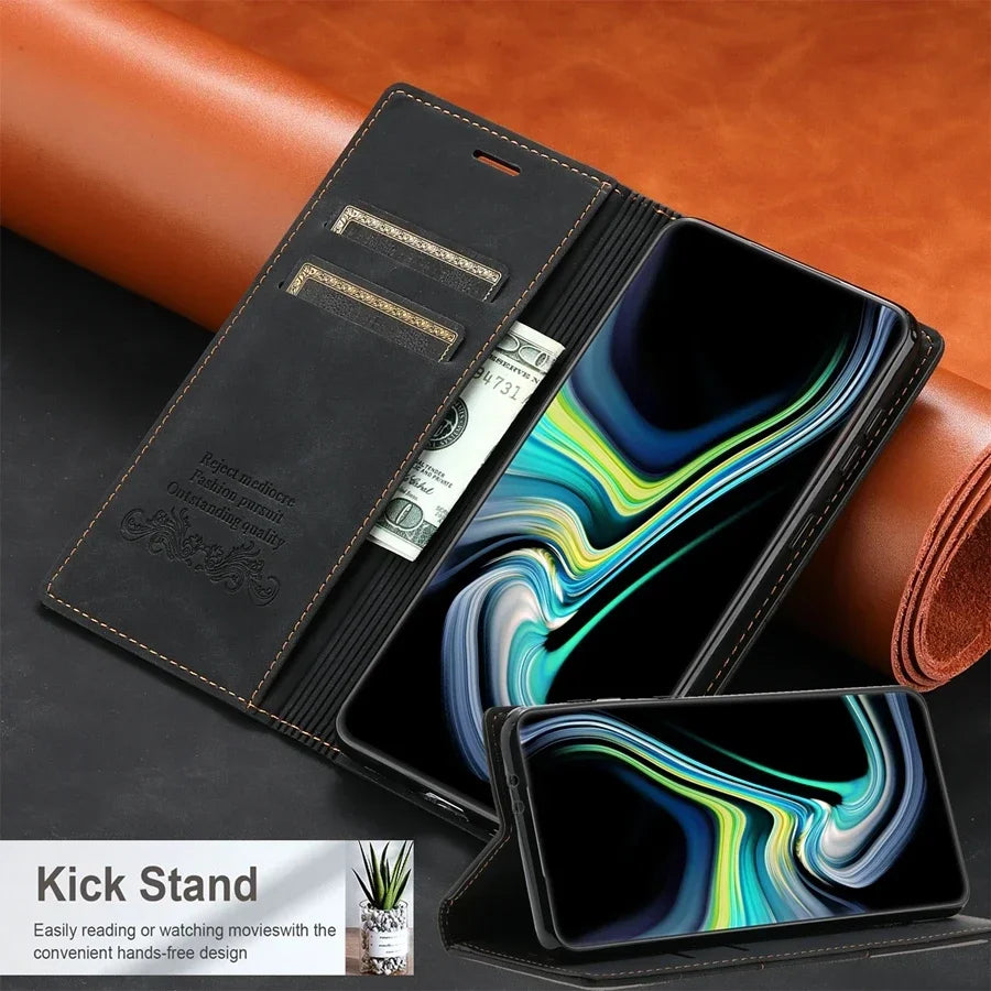 Wallet Card Slot Magnetic Flip Leather Case For Samsung Galaxy S25 Edge S24 Ultra S23 Plus S22 S21 S20 FE Note 20 10 Lite 9 8