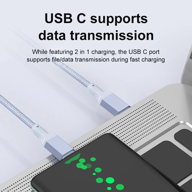 2 in 1 USB C to Dual Type C PD Fast Charging Data Cable,Multi Functional Braided Cord for iPhone 17/17Pro/16 Max Series,Samsung