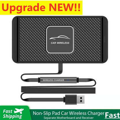 15W Wireless Charger Car Silicone Pad Stand For iPhone 17-12 Xiaomi Samsung Huawei Mobile Phone Fast Car Wireless Charging