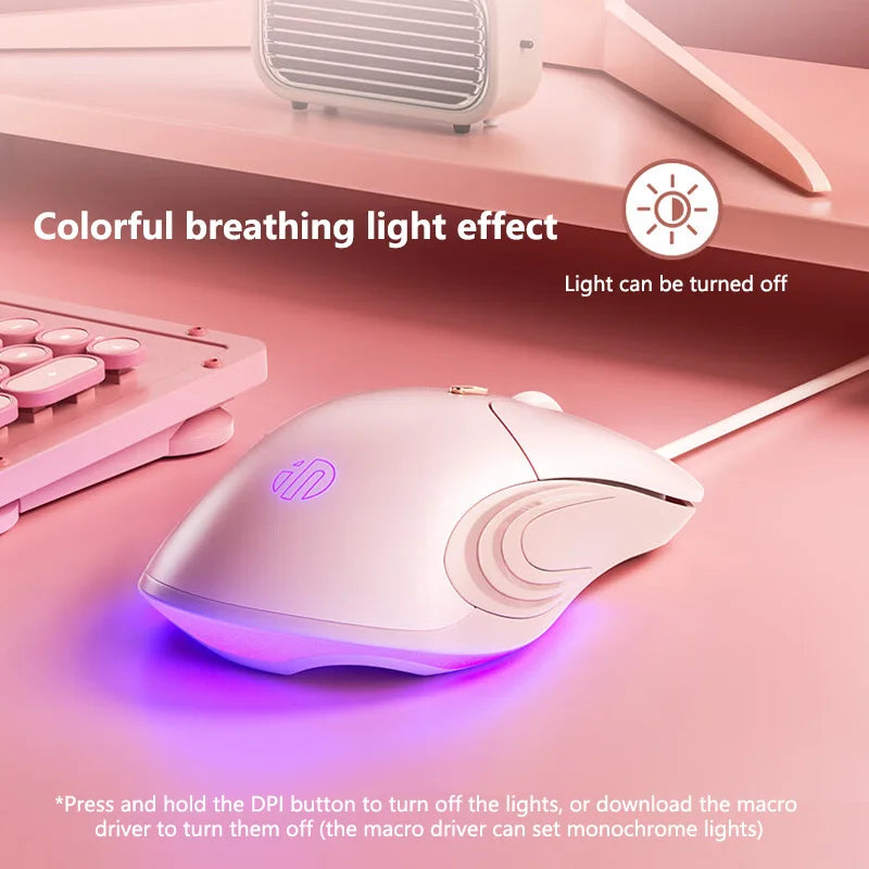 Inphic B8 Wired Mouse 4-speed DPI Adjustment Silent Office Mouse Colorful Breathing Light Effect For PC Laptop