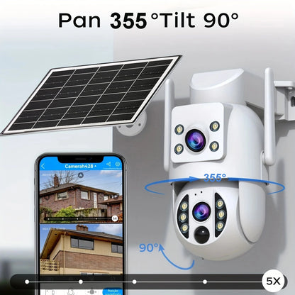 JOOAN 8MP WiFi Solar Camera Outdoor CCTV Surveillance Camera With Solar Panel Dual Lens PTZ Night Vision Scurity Protection