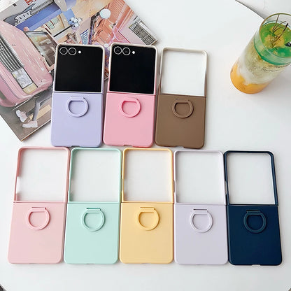 Liquid Silicone Ring Gradient Phone Case for Samsung Galaxy Z Flip8 7 FE ZFlip 5 6 7 Zflip 5 ZFlip6 ZFlip 7 Soft Bumper Cover