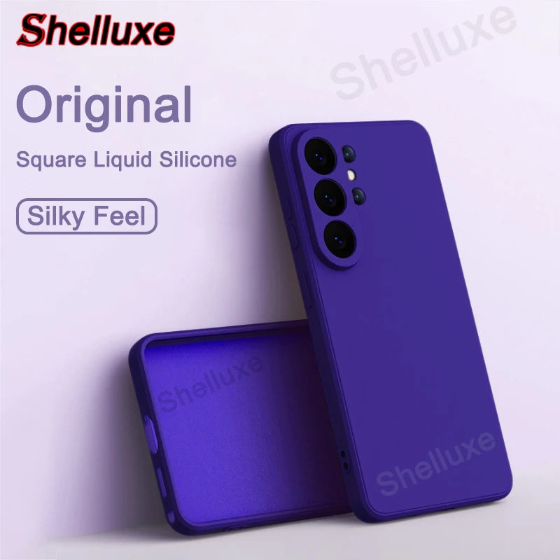 Shelluxe Square Original Liquid Silicone Case For Samsung Galaxy S26 S25 S24 S23 Ultra Plus FE S26+ Silky Feel Soft Phone Cover