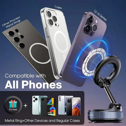 2pcs New 360° Adjustable Vacuum Suction Magnetic Bracket Car Phone Holder for Magsafe IPhone
