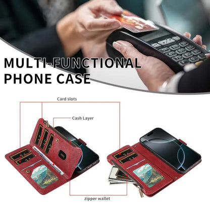 Leather Case For Samsung Galaxy S25 FE S26 Ultra S7 Edge S8 S9 Plus S10 Lite Note 10 8 Flip Wallet Zipper 9 Card Phone Cover