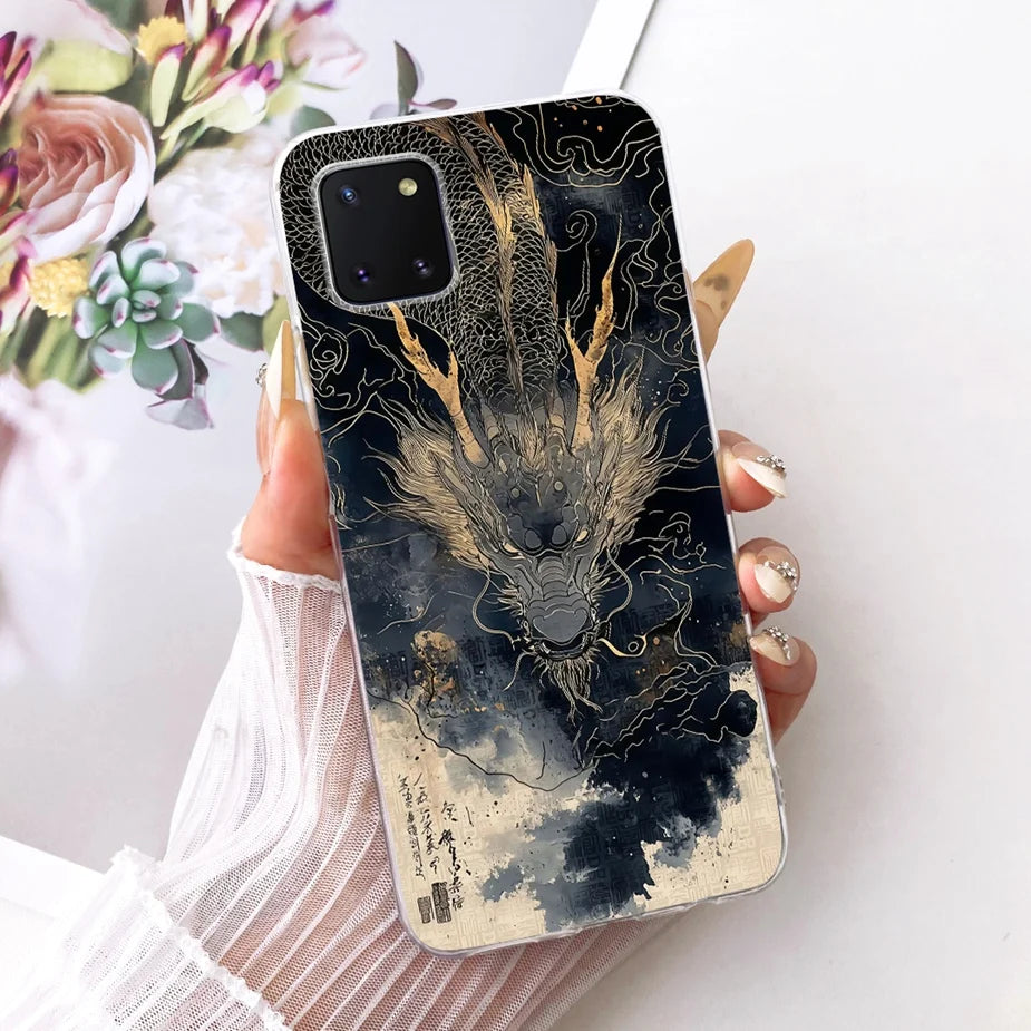 For Samsung Galaxy Note 10 Lite Case SM-N770F Luxury Flowers Painted Cover Soft Silicone Case For Samsung S10 Lite SM-G770F Bags