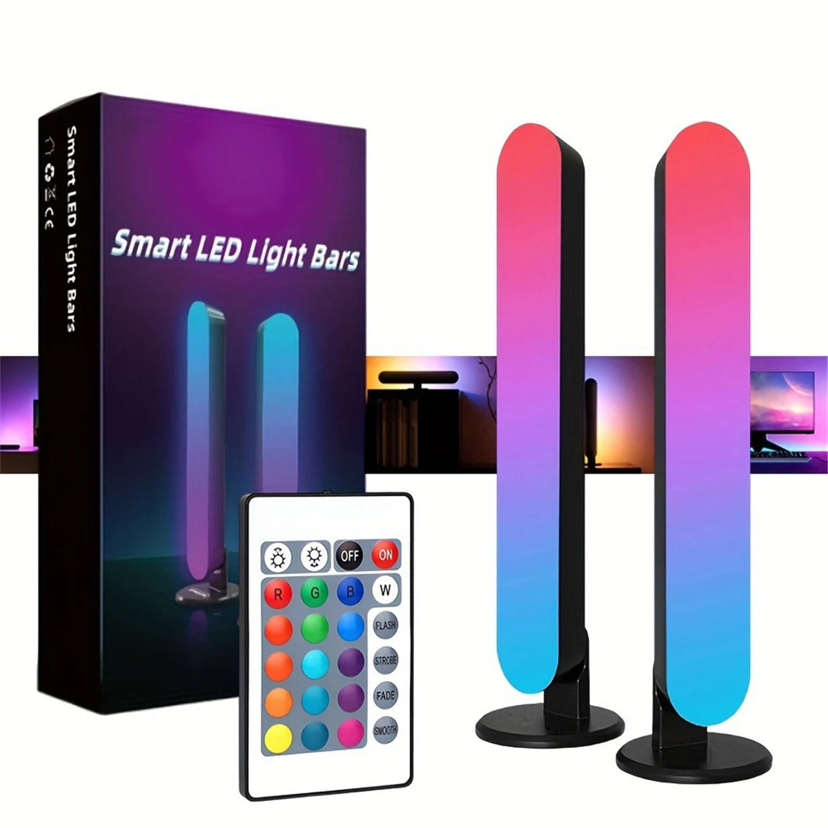 RGB Smart LED Strip Night Light Remote Control For Room Gaming TV And Party Decoration Sync With Music Desk Table Lights Lamp