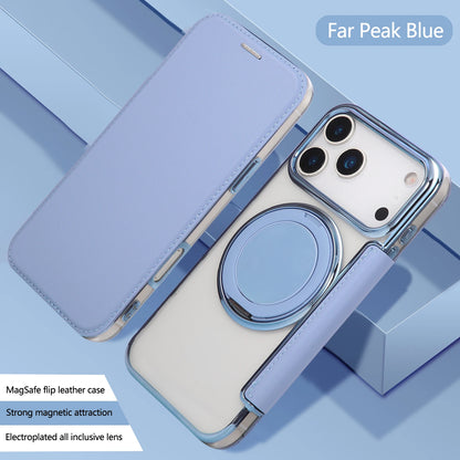 360 Rotating Bracket Magnetic Leather Case for IPhone 17 Pro Max 16 Plus 15 14 Shockproof Comfortable Grip RFID Bag Book Cover